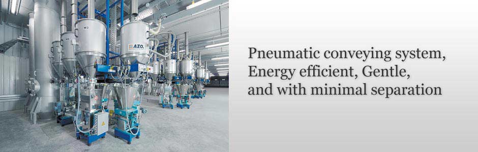 Pneumatic conveying system, Energy efficient, Gentle, and with minimal separation